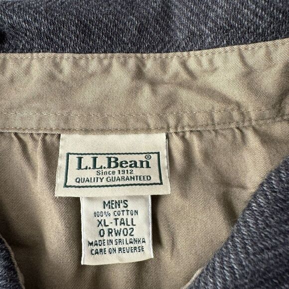 NEW LL Bean Sweater Mens Big & Tall XLT Extra Large Gray Polo Henley Herringbone - Picture 3 of 9